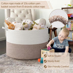 INDRESSME 115L Extra Large Woven Rope Blanket Basket Living Room, Brown | 23.6" x 15.7" Storage baskets for toys laundry & pillows. Fits living room, bedroom or nursery décor. Soft-touch with handles