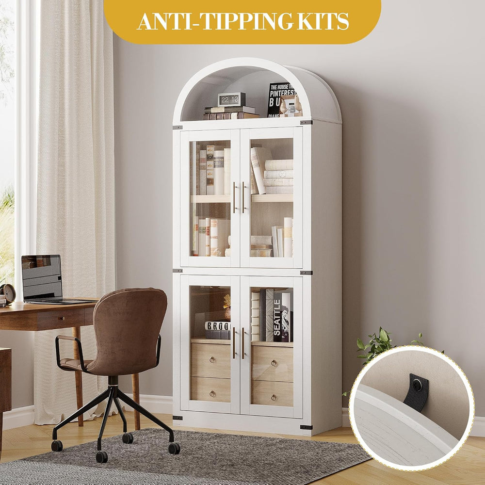 IDEALHOUSE Arched Kitchen Pantry Cabinet,71'' Wood Storage Cabinets B...