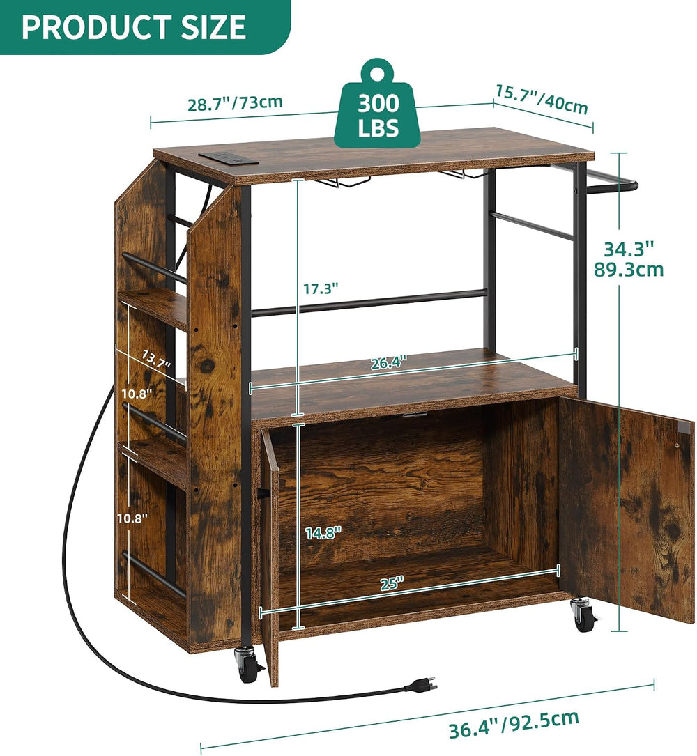 YITAHOME Kitchen Island Cart with Power Outlet, 36 Inch Mobile Kitchen Cart w...