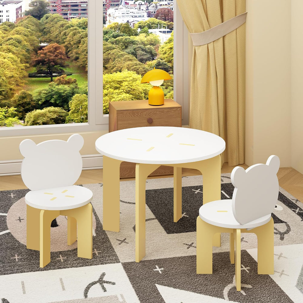 3-Piece Table & Chair Set, Cute Bear-Back Chairs | Ages 3-8 Boys & Gi...