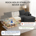 142'' Modular Sectional Sofa, Deep Seat Boneless Couch with Storage | Oversized High-Back for Living Room & RV | With Ottoman | High Density Foam & Corduroy | Tool-Free Assembly | Cozy Dark Gray