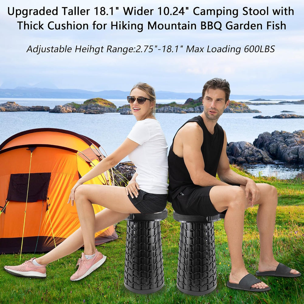 Collapsible Stool with Thick Cushion, H 18.1" D 10.24" Portable Tel...