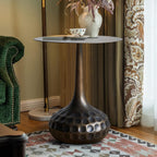 End Table, Modern Coffee Table, Iron Decorative Pedestal Metal Accent Table for Living Room/Bedroom/Balcony/Office/Indoor/Outdoor