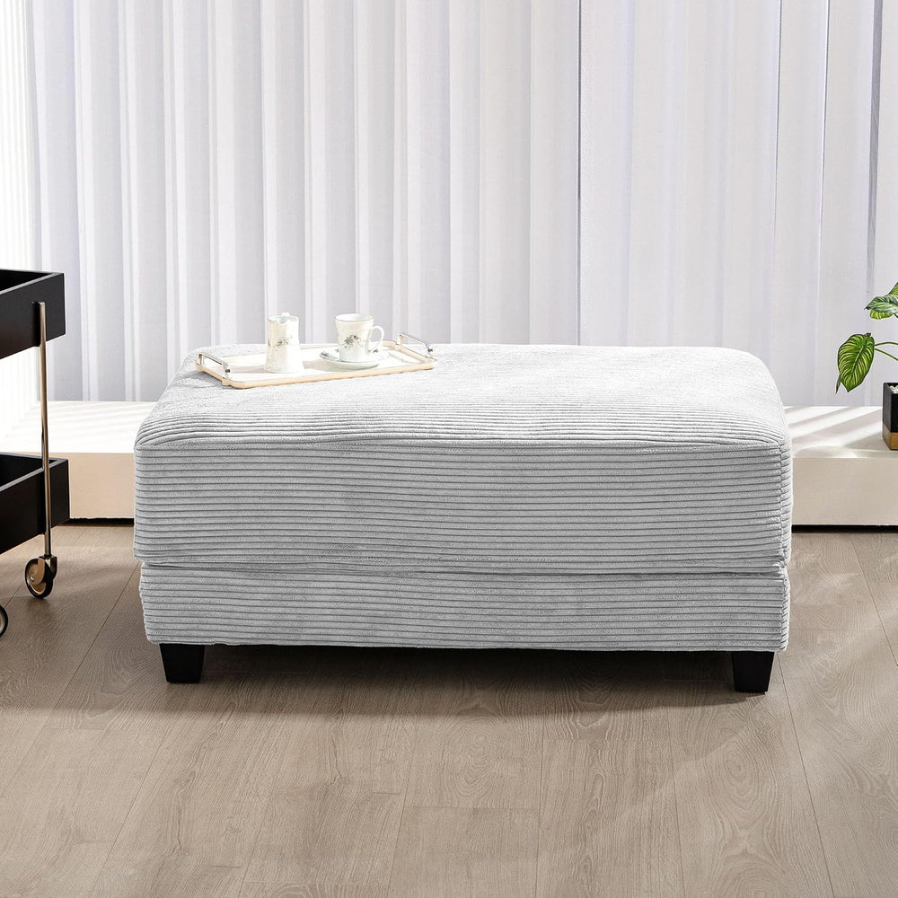 Corduroy Ottoman for Sectional Sofa, Modular Footrest with Wooden Legs, 43.7 ...