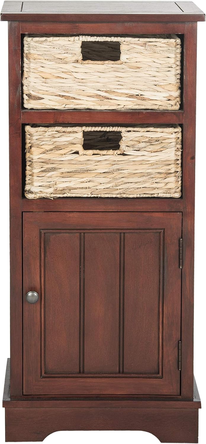 SAFAVIEH Connery Wood Storage Cabinet, 35" Farmhouse Cherry AMH5742C