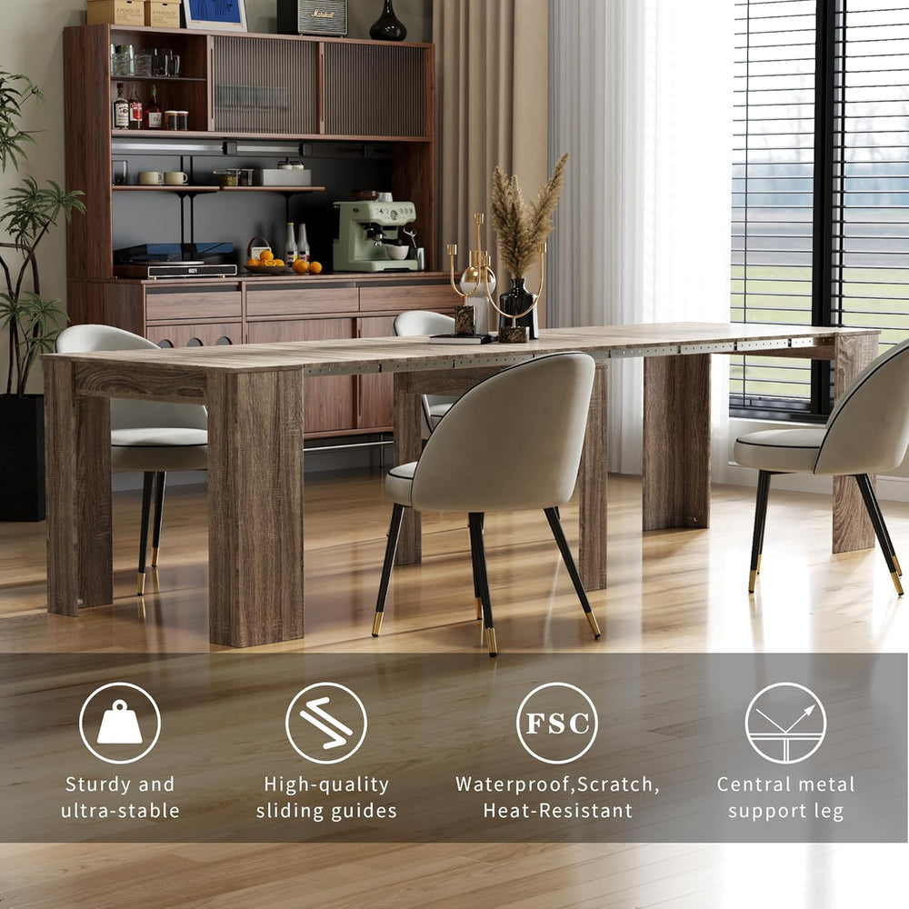 Extendable Dining Table, Transformer Extra Console Table for 1-12 People, Fol...