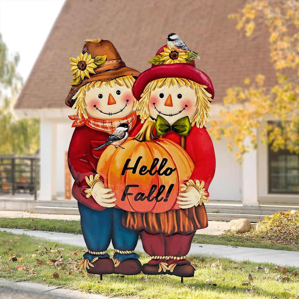 Fall Decorations Outdoor,Thanksgiving Scarecrow with Pumpkin Garden Decor