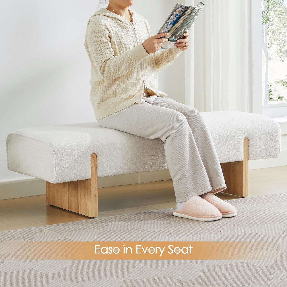 ONEVOG 55" End of Bed Bench with Upholstered Cushion & Natural Solid...