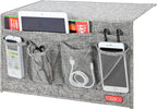 Linen 6 Pockets Bedside Caddy, Bedside Storage Organizer for Magazine, Remotes, Phone (Grey)