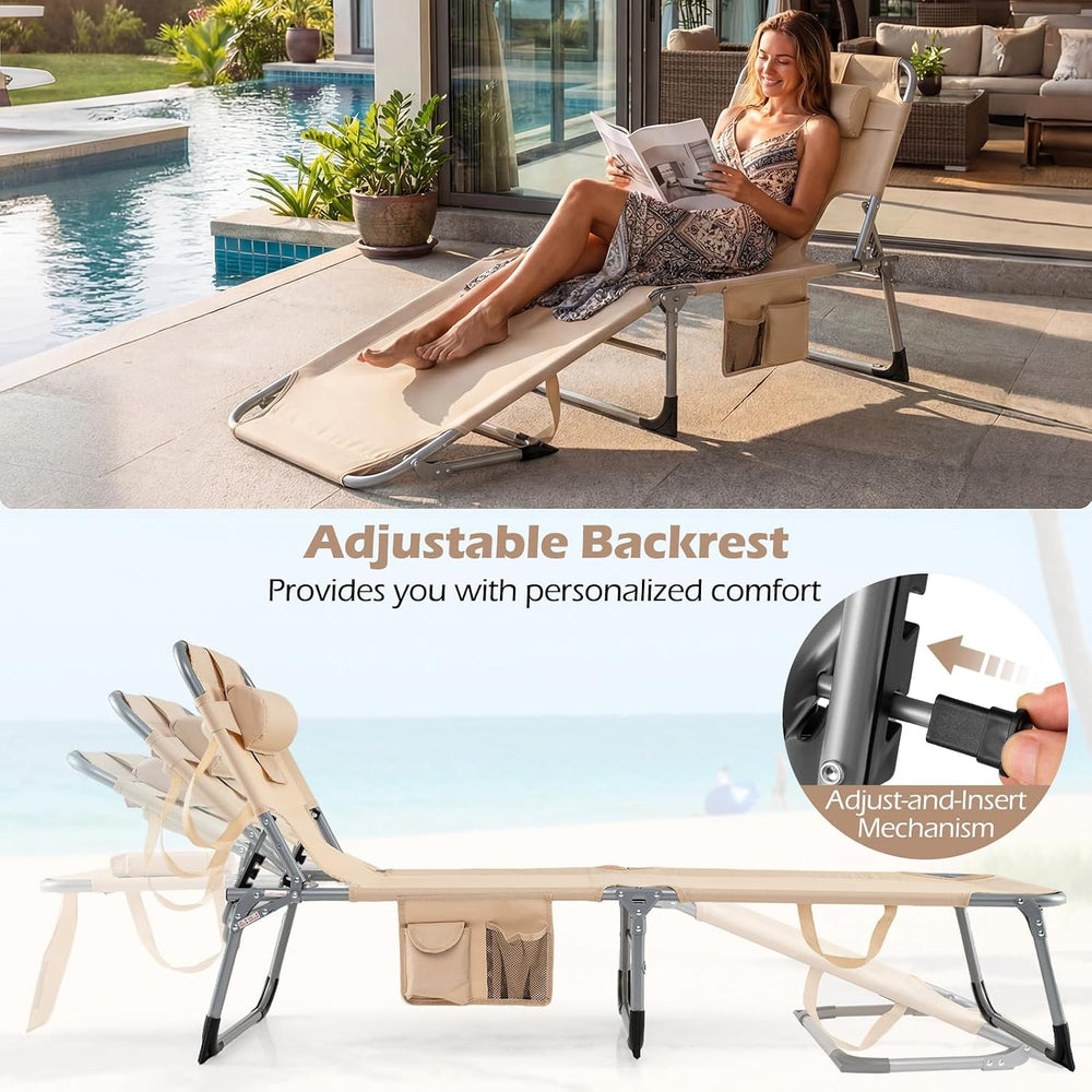 GYMAX Tanning Chair with Face Hole, Sun Bathing Lounge Chairs for Outside wit...