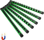 ALOANES 6-Piece Magnetic Socket Organizer, Heavy Duty Aluminum Socket Rails Organizer, 360° Swivel Clips Socket Holder Kit for Tool Box, 1/2, 3/8, 1/4-Inch Socket Holder x 80 Clips (Green)