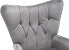 Container Furniture Direct Modern Chic Mid-Century Velvet Accent Armchair for Living Room, Bedroom, or Home Office, Button-Tufted Wingback Design with Gold Flared Legs, Grey