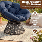 Giantex Wicker Papasan Chair with Soft Thick Cushion and High Capacity Metal Frame, 360° Swivel Ergonomic Lounge Reading Chair for Living Room, Bedroom, Patio, Indoor Outdoor Use (Navy Blue)