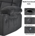 Electric Power Lift Recliner Chair,Reclining Chair with 8 Massage for Elderly,Recliner Single Sofa with 2 Cup Holders,Side Pockets,USB Charge Port,Remote Control for Living Room,Bedroom,Gray