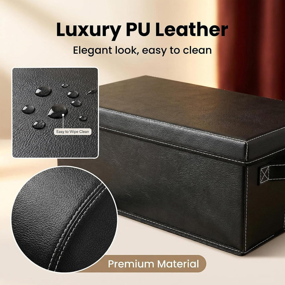 DVD Storage Box 6 Pack, PU Leather DVD Organizer Stackable, Holds 156 DVDs, D...