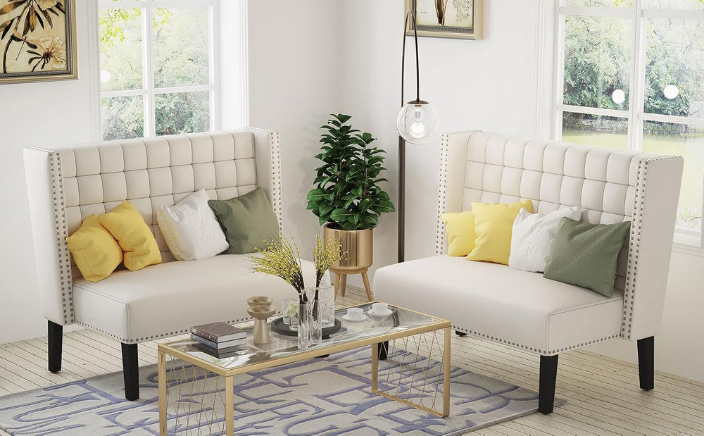 Andeworld Modern Loveseat Settee Bench Sofa Couch, Upholstered Banquette Dini...