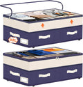 Dolicer 2 Pack Under Bed Storage with Wheels, 6in-10in Height Adjustable Underbed Storage Containers, 92L XXXL Under Bed Drawers Rolling Bin with Clear Lids for Dorm Shoes Clothes Organizers(Blue)
