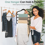 Velvet Hangers Space Saving Non Slip Pant Velvet Hangers, DUDUCOFU 8 Pack Black Multi Layer Clothes Hangers Closet Organizer for Pants Trousers Scarf