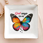 Christian Bible Verse Jewelry Dish Gift for Women, Butterfly Religious 4" Ceramic Jewelry Tray, Christian Gifts for Mom, Daughter, Friends - Birthday, Confirmation, Catholic Gift for Her, Teen Girls