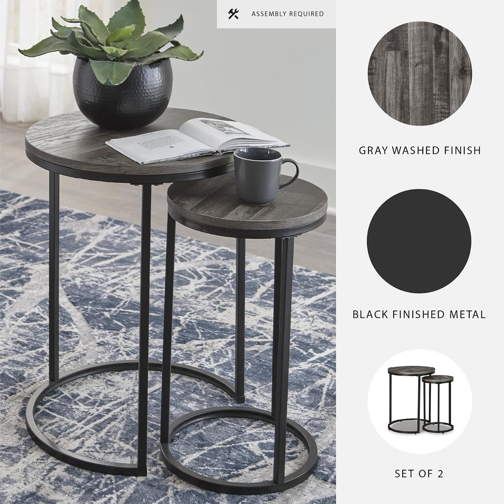 Signature Design by Ashley Gray Round Nesting Tables Set of 2