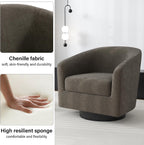 Swivel Barrel Accent Chair, Comfy Reading Armchair, Tan, Set of 4 | Low-Back Design | 360° Swivel | Solid Wood Frame | High-Density Foam Seat | Modern Round Style | For Living Room & Bedroom