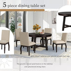 5 Pieces Dining Table Set with 43" Round Extendable Desk,Living Room Furniture W/ 4 Upholstered Curved Legs Chairs,for Restaurant,Home Bistro,Espresso