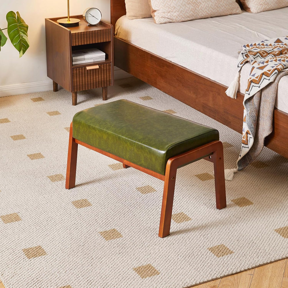 IBUYKE 14.2” H Large Foot Stool Ottoman, Rectangle PU Faux Leather Foot Rest ...