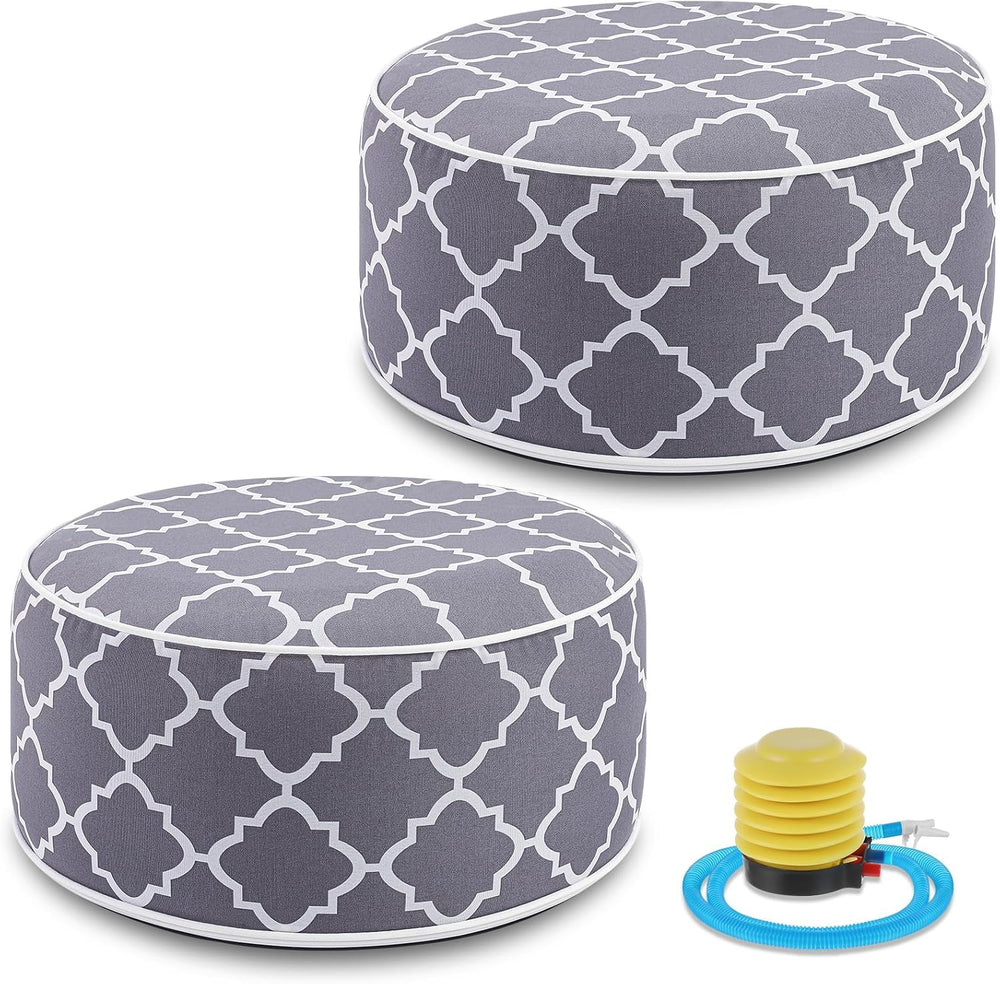 Juexica 2 Pack Inflatable Outdoor Ottoman Pouf Waterproof Round Footrest with...