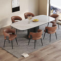 Modern Dining Chairs Set of 6, Upholstered Faux Leather Kitchen Side Chairs with Curved Open Back, Easy Assembly for Dining Room, Restaurant, Cafe, Brown
