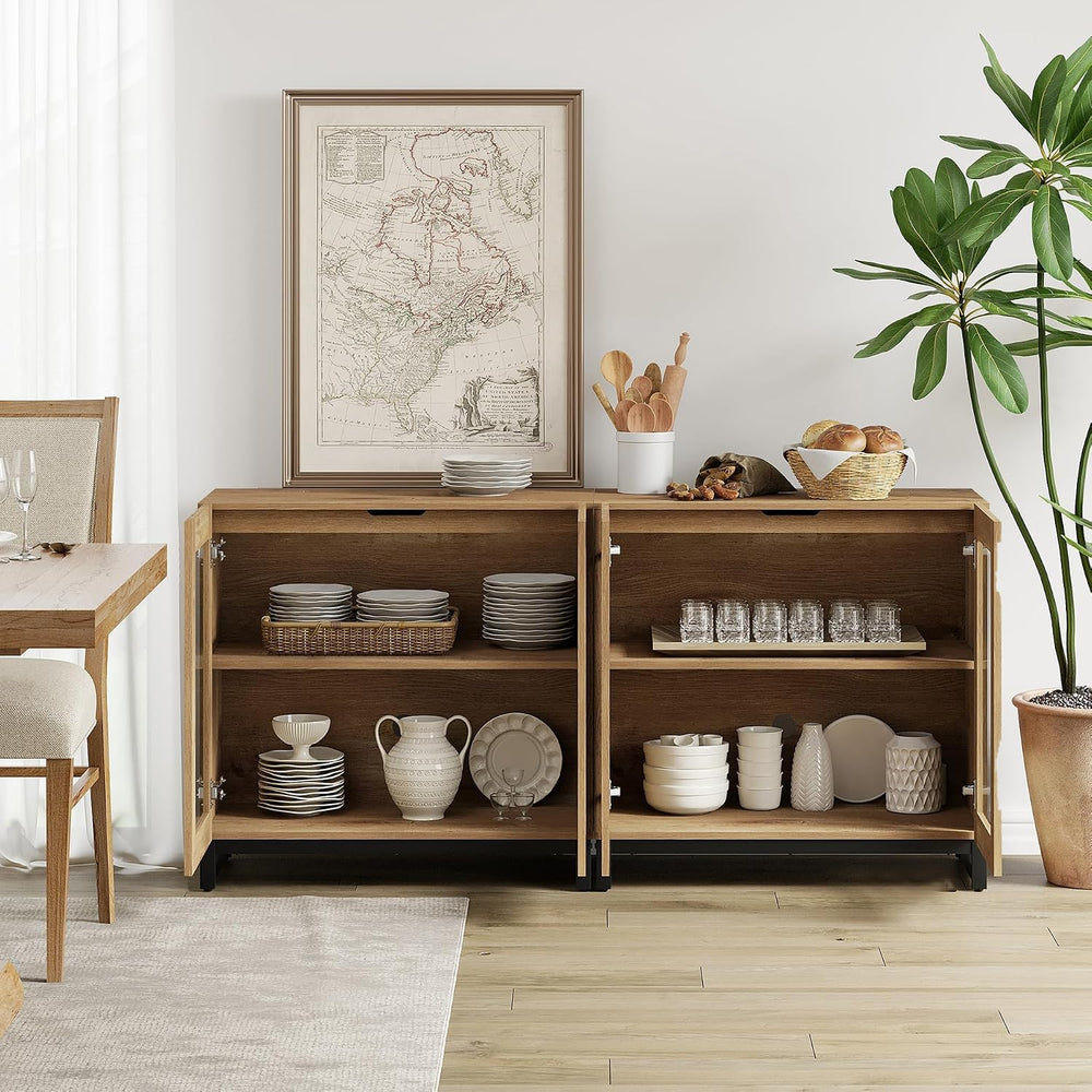 WAMPAT Sideboard Buffet Cabinets, Modern Credenza Sideboard with Adjustable S...