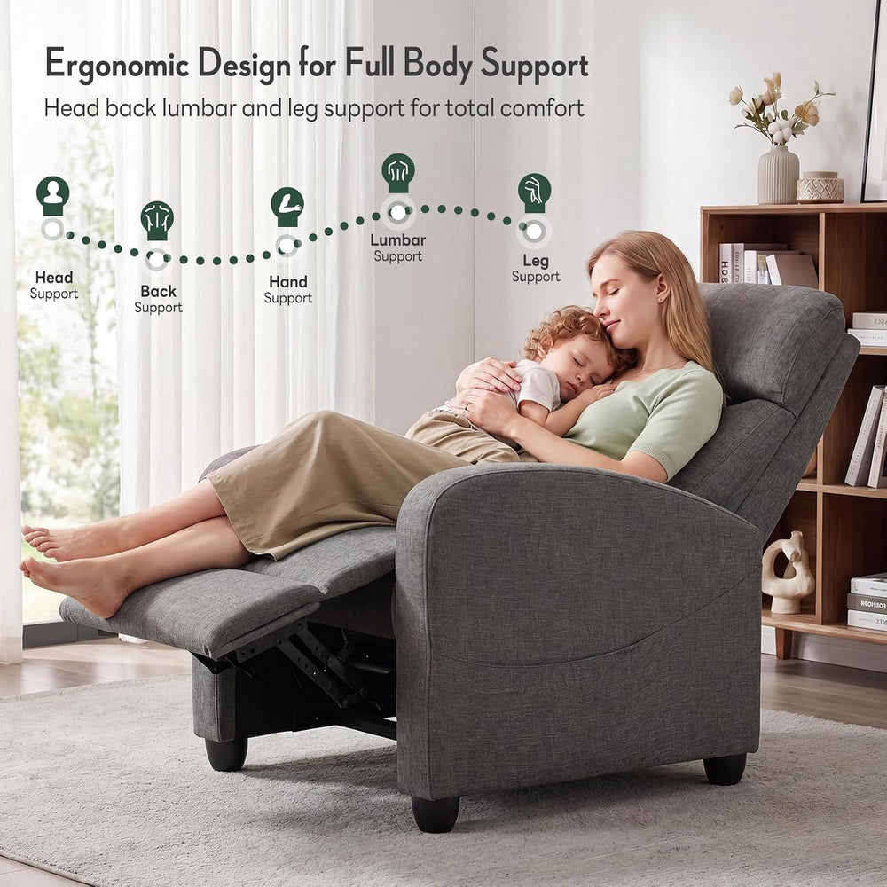 Massage Recliner Chair, Recliner Sofa Fabric for Adults, Recliners Home Theat...