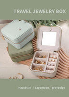 S.Leaf Travel Jewelry Organizer Boxes for Women Small Portable Necklace Earrings Bracelet Rings Travel Case Best Friend Birthday Gifts for Women Trendy (01_Lychee_Sage_Green)