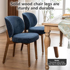 YOUNIKE Dining Chairs Set of 3 Mid Century Modern Kitchen Chair with Back Boucle Fabric Upholstered Armless Chair 20" Wide Padded Seat with Wooden Legs for Kitchen Dining Living Room Bedroom Navy Blue