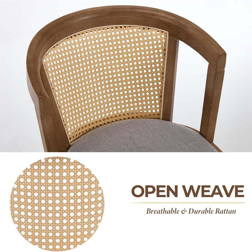 Kmax Modern Rattan Dining Chair Set of 4 Farmhouse Semi Barrel Dining Room Ch...