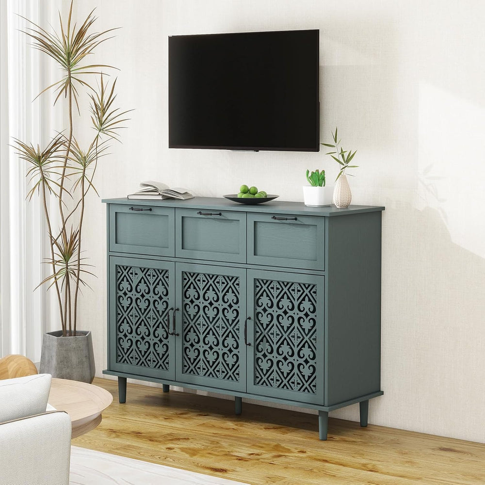 Sideboard Buffet Cabinet with Storage - Accent Storage Cabinet with Hollow Ca...