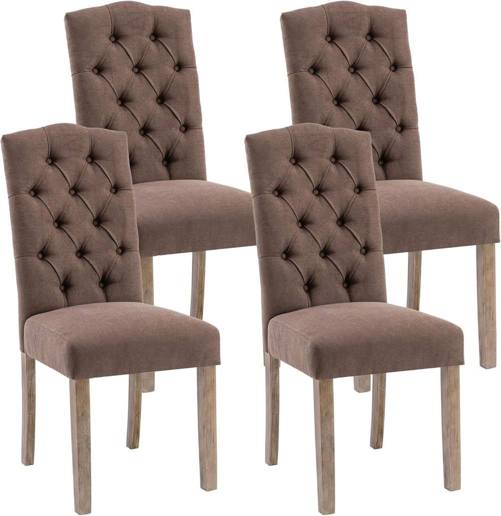 Tufted Upholstered Parsons Dining Chair Set Fabric Diner Accent Stylish Moder...