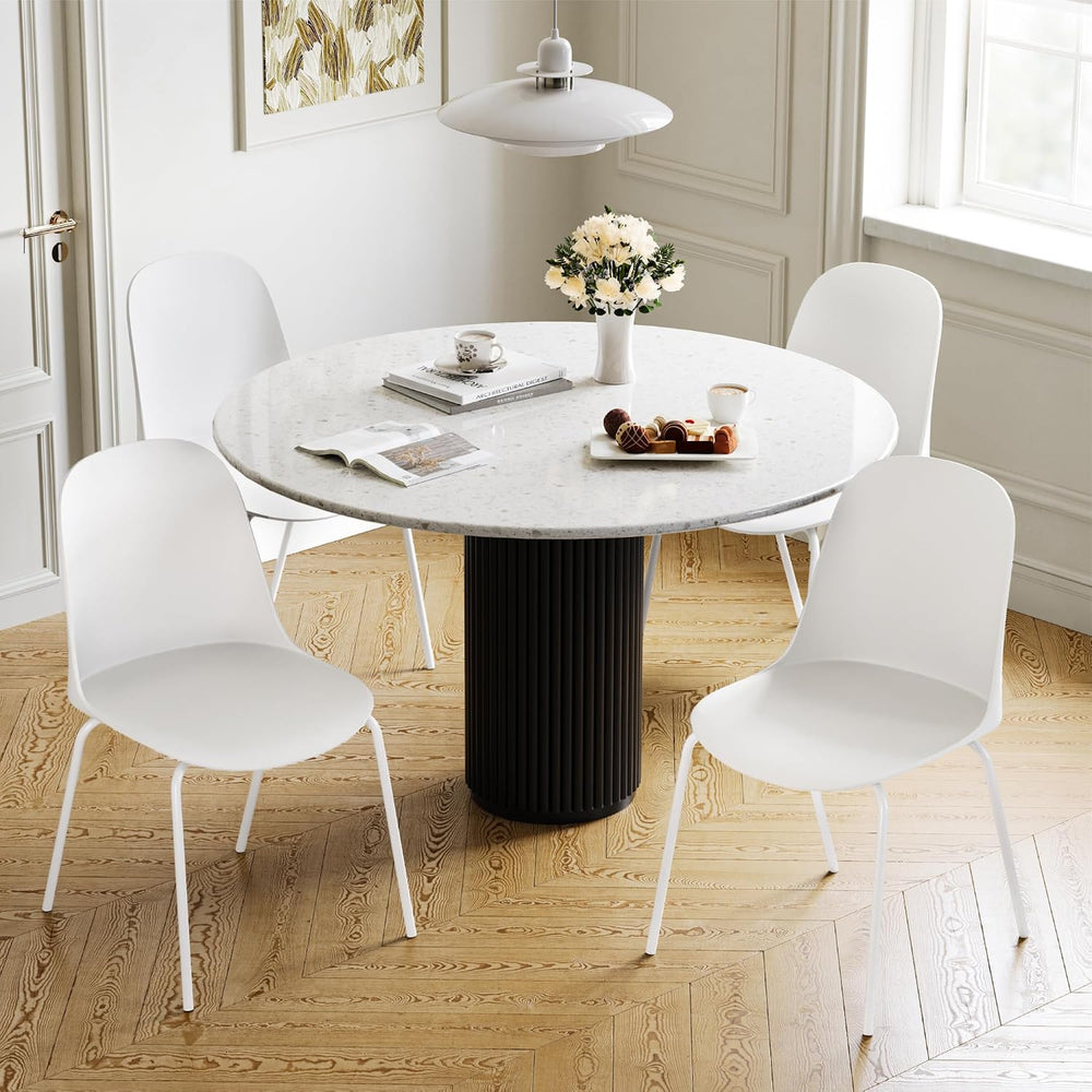 KISLOT Dining Chairs Set of 4, Plastic Outdoor Dining Room Chairs with Metal ...