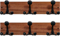 SKOLOO 17-Inch Wood Coat Rack Wall Mount with 3 Triple Hooks - Ideal for Family Entrances, Classrooms, and Pet Supplies Storage - Perfect Coat Hooks for Wall,Mahogany (Sapele), Pack of 2