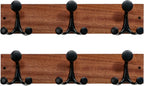 SKOLOO 17-Inch Wood Coat Rack Wall Mount with 3 Triple Hooks - Ideal for Family Entrances, Classrooms, and Pet Supplies Storage - Perfect Coat Hooks for Wall,Mahogany (Sapele), Pack of 2