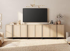 WAMPAT Multifunctional TV Stand for 32-110 Inch TVs, Modern TV Console Entertainment Center with T-Shaped Legs, Media Console Table for Living Room, Bedroom, Light Oak
