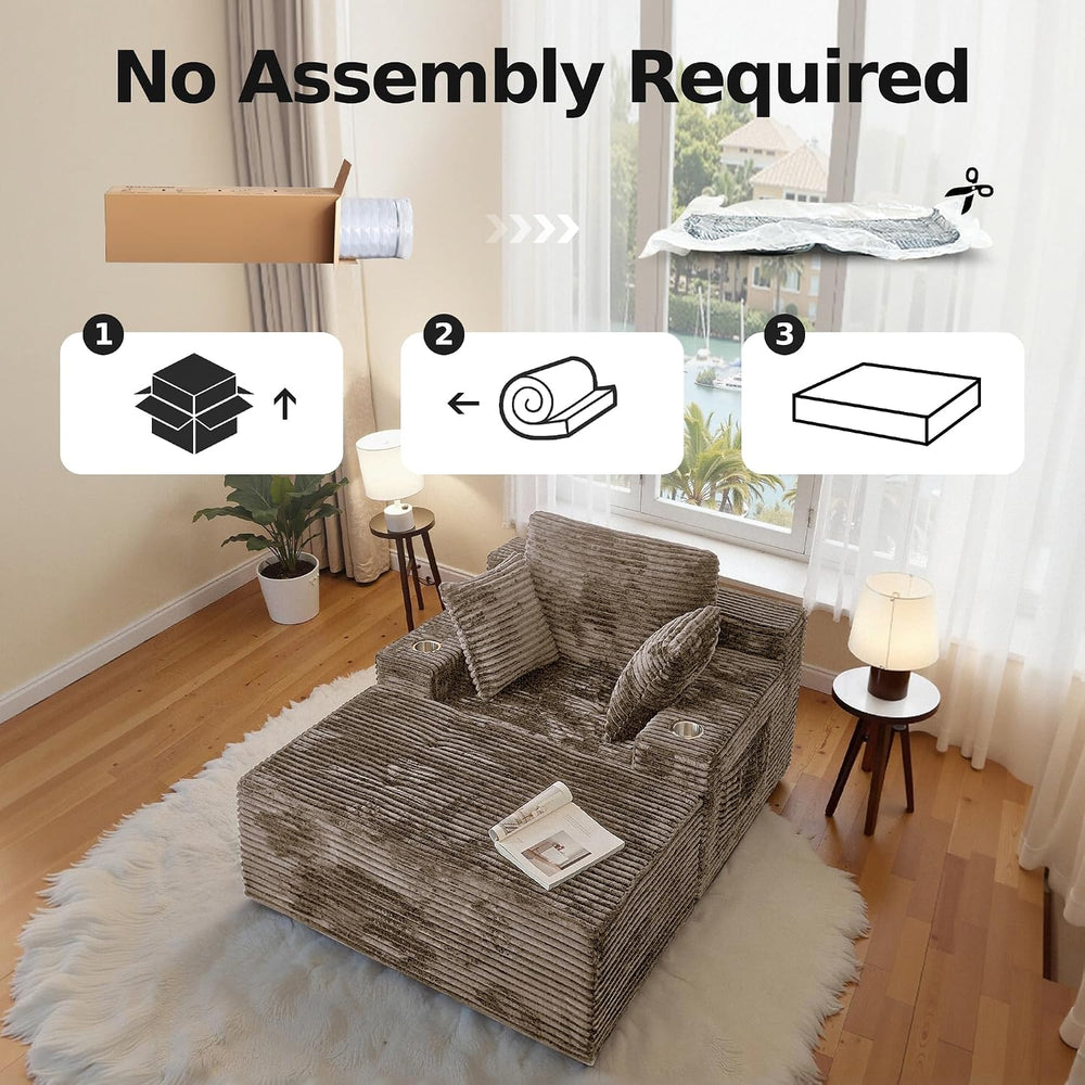 66" Chaise Lounge Chair Indoor,Oversized Boneless Single Sleeeper Couch ...