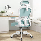 FelixKing Ergonomic Office Chair with Adjustable High Back, Breathable Mesh, Lumbar Support, Flip-up Armrests, Executive Rolling Swivel Comfy Task Computer Chair for Home Office (Light Blue)
