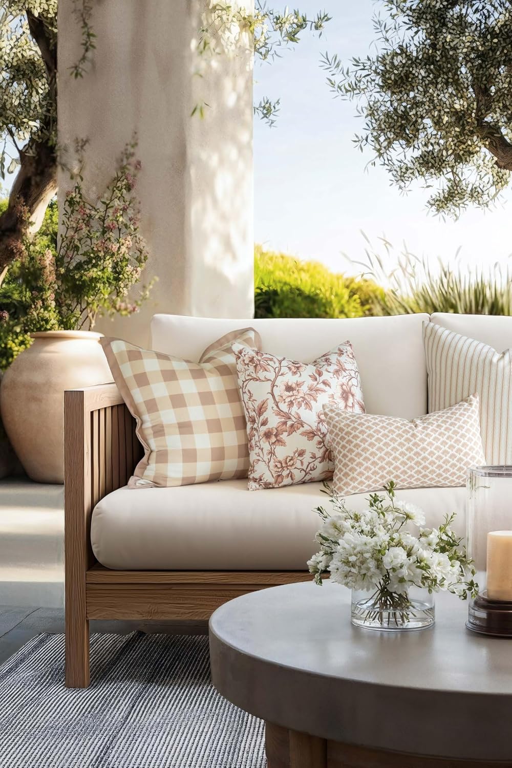 Crumbs Home Modern Farmhouse California Casual Indoor Outdoor Throw Pillow Co...