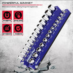 2-Piece 1/4"-Drive SAE Magnetic Socket Organizer Set (Holds 26 Sockets) - Detachable Tool Tray with 5mm Magnetic Base, Screw-Fixed Design & Heavy-Duty Modular Storage for Garage/Home Workshop
