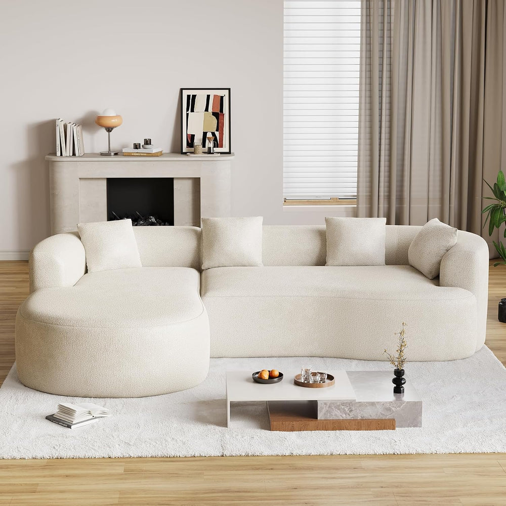 Luxury Modern Tight Curved Back Sofa, 111" Minimalist Style Comfy Couch ...