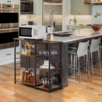 Yaheetech 4-Tier Bakers Rack,Microwave Stand for Coffee Bar,Rustic Brown | Metal Coffee Station, Kitchen Racks Shelf with Storage,Wire Basket, Hooks,Adjustable Feet for Kitchenette,Small Apartment
