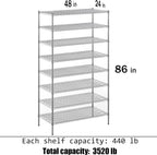 24" Deep x 48" Wide x 86" Height Wire Shelving Kit | 8-Tier | NSF Commercial Storage Rack Unit