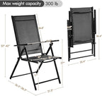 Yaheetech Patio Folding Dining Chairs Set of 2, Stackable Outdoor Lawn Chairs with 8 Adjustable Back Positions and Armrest for Garden, Lawn, Yard and Beach, Black
