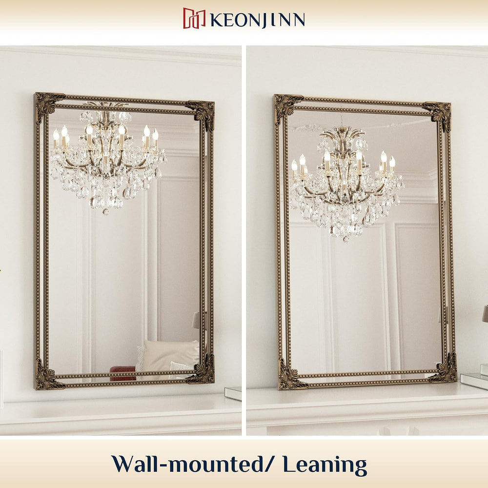 Keonjinn 20x30 Inch Gold Antique Vintage Mirror, Brass Baroque Mirror