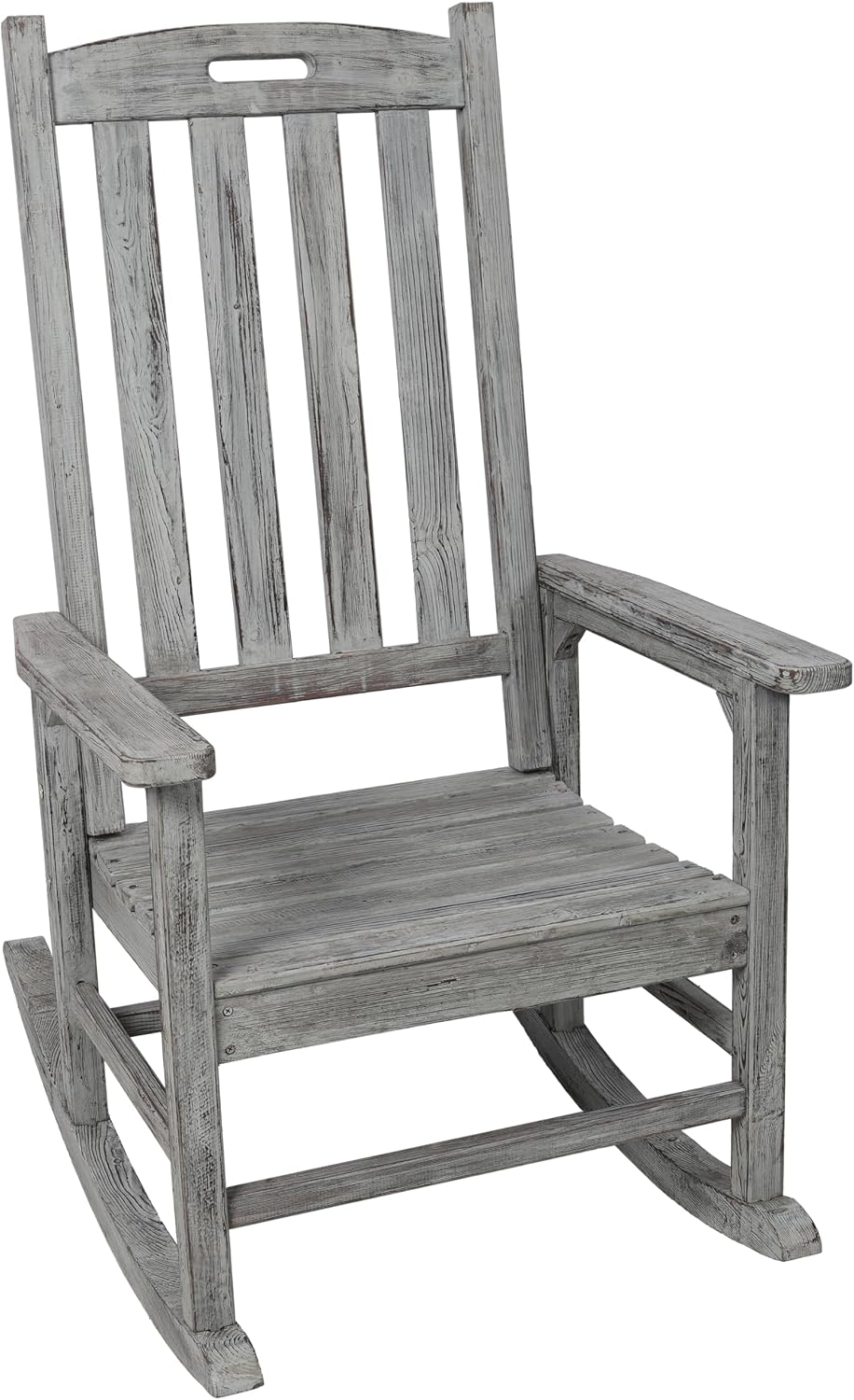 Oversized Wooden Porch Rocker Chair: Classic Fir Wood Design with 21-Inch Wid...